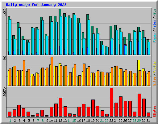 Daily usage for January 2023