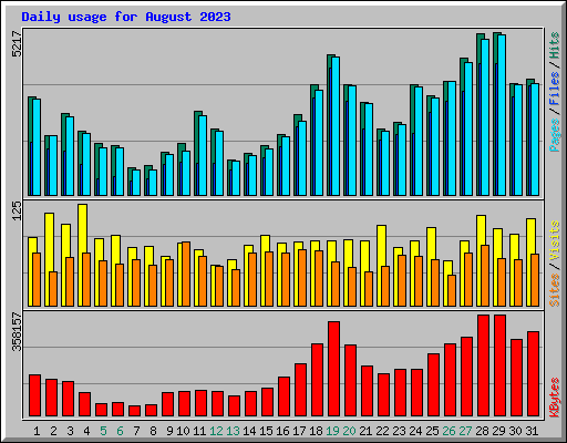 Daily usage for August 2023
