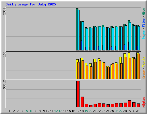 Daily usage for July 2025